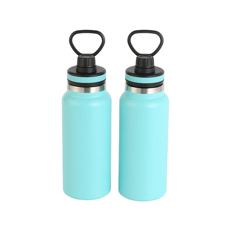 Botella de agua deportiva de acero inoxidable con aislamiento de doble pared para exteriores con boca de vino de acero inoxidable de 32 oz